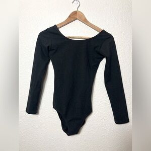 Eurotard black medium cotton spandex bodysuit long sleeve